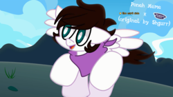 Size: 1600x900 | Tagged: safe, artist:goblinengineer, artist:saveraedae, oc, oc only, oc:markey malarkey, pony, advertisement, animated at source, animation meme, cute, link in description, ponified, raised hoof, solo, the mark side, thumbnail, video at source, youtube, youtube link