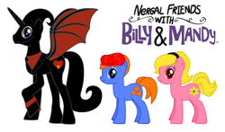 Size: 4368x2568 | Tagged: safe, pony, billy (billy and mandy), cartoon network, female, friendly, male, mandy, mare, nergal, nergal friends with billy & mandy, stallion, the grim adventures of billy and mandy, voice actor