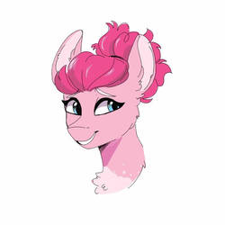 Size: 750x750 | Tagged: safe, artist:scarletskitty12, pinkie pie, earth pony, pony, g4, alternate design, alternate hairstyle, female, mare, simple background, solo