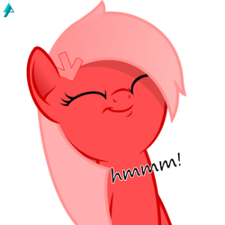 Size: 1778x1778 | Tagged: safe, artist:arifproject, oc, oc only, oc:downvote, earth pony, pony, derpibooru, g4, cute, derpibooru ponified, eyes closed, female, hmm, mare, meta, ponified, simple background, smiling, solo, transparent background, vector