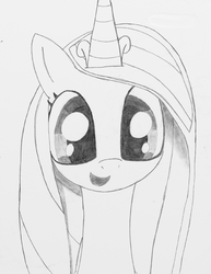 Size: 1582x2048 | Tagged: safe, artist:tenebrousmelancholy, princess cadance, alicorn, pony, g4, bust, happy, lineart, smiling