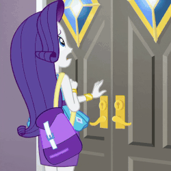 Size: 796x796 | Tagged: safe, screencap, rarity, equestria girls, equestria girls series, fomo, g4, spoiler:eqg series (season 2), animated, armpits, bracelet, clothes, cropped, door, drama queen, dress, female, geode of shielding, gif, jewelry, legs, magical geodes, marshmelodrama, pencil skirt, purse, rarity being rarity, rarity peplum dress, skirt, sleeveless, sleeveless dress, swoon