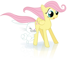 Size: 986x811 | Tagged: safe, artist:yanpictures, angel bunny, fluttershy, g4, angelbetes, bambi, crossover, cute, daaaaaaaaaaaw, disney, female, filly, filly fluttershy, shyabetes, younger
