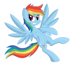 Size: 8150x7449 | Tagged: safe, artist:mysteriouskaos, rainbow dash, pegasus, pony, g4, female, flying, mare, simple background, smiling, solo, transparent background, wings