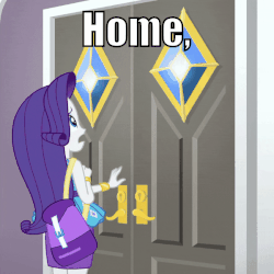 Size: 600x600 | Tagged: safe, alternate version, edit, edited screencap, screencap, rarity, equestria girls, equestria girls series, fomo, g4, spoiler:eqg series (season 2), animated, armpits, arms in the air, caption, clothes, cropped, darling, door, dress, female, geode of shielding, hands in the air, image macro, impact font, legs, magical geodes, marshmelodrama, purse, rarity being rarity, rarity peplum dress, skirt, sleeveless, sleeveless dress, spoonerism, swoon, text