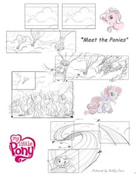 Size: 1236x1600 | Tagged: safe, artist:kathy carr, pinkie pie (g3), starsong, pony, g3, meet the ponies, intro, storyboard