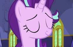 Size: 1024x665 | Tagged: safe, screencap, starlight glimmer, pony, unicorn, every little thing she does, g4, season 6, eyes closed, smiling, smug, smuglight glimmer