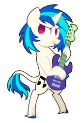 Size: 782x1142 | Tagged: safe, artist:yaco, dj pon-3, vinyl scratch, pony, unicorn, g4, electric guitar, female, guitar, leonine tail, mare, musical instrument, simple background, smiling, solo, transparent background, unshorn fetlocks