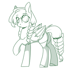 Size: 1510x1383 | Tagged: safe, artist:cloud-fly, oc, oc only, pegasus, pony, clothes, eye clipping through hair, female, mare, monochrome, socks, solo