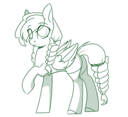 Size: 1510x1383 | Tagged: safe, artist:lazycloud, oc, oc only, pegasus, pony, clothes, eye clipping through hair, female, mare, monochrome, socks, solo