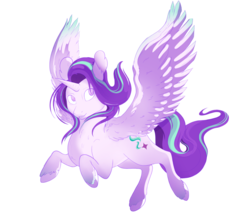 Size: 1280x1103 | Tagged: safe, artist:airborneice, starlight glimmer, alicorn, pony, g4, alicornified, female, flying, race swap, solo, starlicorn