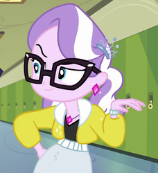 Size: 738x810 | Tagged: safe, screencap, diamond tiara, best trends forever, equestria girls, equestria girls series, g4, adorkable, best trends forever: twilight sparkle, cropped, cute, cyoa, diamondbetes, dork, female, glasses
