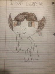 Size: 4032x3024 | Tagged: safe, artist:undeadponysoldier, oc, oc only, oc:nick, pony, cute, lined paper, love, powerpuffified, solo, text, the powerpuff girls, traditional art