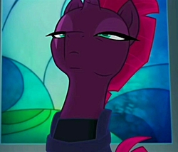 Size: 1436x1232 | Tagged: safe, edit, edited screencap, screencap, tempest shadow, pony, unicorn, g4, my little pony: the movie, armor, broken horn, eye scar, female, horn, mare, reaction image, scar, solo, tempest shadow is not amused, unamused