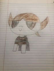 Size: 4032x3024 | Tagged: safe, artist:undeadponysoldier, oc, oc only, oc:nick, pony, colt, cute, lined paper, male, powerpuffified, solo, the powerpuff girls, traditional art