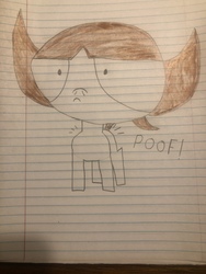 Size: 4032x3024 | Tagged: safe, artist:undeadponysoldier, oc, oc only, oc:nick, pony, cute, funny, lined paper, oh crap, poof, shrunken pupils, solo, traditional art