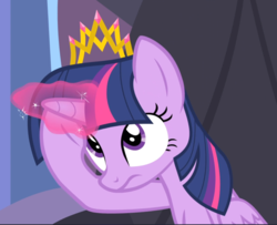 Size: 1155x939 | Tagged: safe, screencap, twilight sparkle, alicorn, pony, equestria games (episode), g4, cropped, crown, female, glowing horn, horn, jewelry, mare, new crown, regalia, solo, twilight sparkle (alicorn)