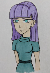 Size: 426x625 | Tagged: safe, artist:metalamethyst, maud pie, human, equestria girls, g4, humanized, simple background, traditional art, white background