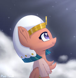 Size: 1280x1312 | Tagged: safe, artist:puetsua, somnambula, pegasus, pony, g4, chest fluff, cloud, ear fluff, female, mare, night, profile, solo, stars, wings