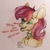 Size: 959x960 | Tagged: safe, artist:idon, roseluck, earth pony, pony, g4, behaving like a cat, bust, chest fluff, collar, commissioner:doom9454, female, mare, meow, one eye closed, pet tag, pony pet, portrait, rosepet, solo, text, traditional art