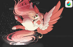 Size: 1024x658 | Tagged: safe, artist:php146, oc, oc only, oc:akarui sakura, pegasus, pony, ear fluff, eye clipping through hair, long mane, medibang paint, open mouth, solo, tablet