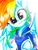 Size: 2120x2821 | Tagged: safe, artist:liaaqila, rainbow dash, pegasus, pony, g4, clothes, cute, dashabetes, female, high res, hoodie, looking at you, mare, raised hoof, smiling, solo, spread wings, traditional art, underhoof, wings