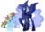 Size: 1549x1110 | Tagged: safe, artist:unicorn-mutual, princess luna, rainbow dash, pony, alternate design, alternate hairstyle, base used, colored wings, female, lesbian, lunadash, multicolored wings, shipping, simple background, transparent background