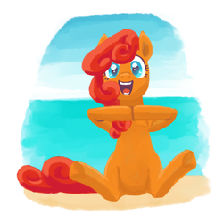 Size: 800x800 | Tagged: safe, artist:needsmoarg4, seascape (g3), earth pony, pony, g3, beach, female, mare, ocean, seascape, solo, vignette