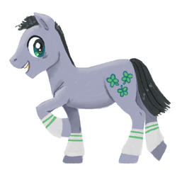 Size: 800x800 | Tagged: safe, artist:needsmoarg4, lucky clover, earth pony, pony, g4, leg warmers, male, simple background, solo, stallion, white background