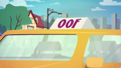 Size: 2133x1200 | Tagged: safe, edit, edited screencap, screencap, equestria girls, fomo, g4, my little pony equestria girls: better together, canterlot city, oof, taxi, title card