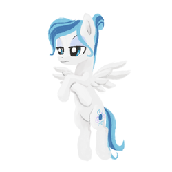 Size: 800x800 | Tagged: safe, artist:needsmoarg4, periwinkle, pegasus, pony, g3, g4, crossed arms, female, flying, g3 to g4, generation leap, hair bun, lidded eyes, mare, redesign, simple background, solo, white background