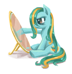 Size: 883x898 | Tagged: safe, artist:needsmoarg4, mirror mirror, earth pony, pony, g1, g4, dark circles, digital painting, female, g1 to g4, generation leap, mare, mirror, simple background, sitting, solo, white background