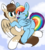 Size: 5865x6536 | Tagged: safe, artist:wholesomedoe, rainbow dash, oc, oc:skittle, pegasus, pony, g4, blushing, canon x oc, cloud, cuddling, cute, dock, female, looking back, male, mare, one eye closed, ship:skidash, shipping, stallion, straight, wink