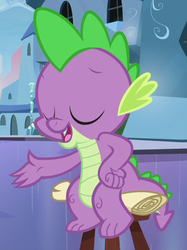 Size: 524x701 | Tagged: safe, screencap, spike, dragon, g4, season 6, the crystalling, baby, baby dragon, claws, eyes closed, male, smiling, tail