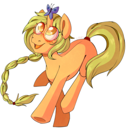 Size: 1000x1000 | Tagged: safe, artist:cinnamonsparx, oc, oc only, oc:honey nevaeh, butterfly, pony, unicorn, braid, butterfly on horn, female, glasses, horn, mare, simple background, solo, transparent background