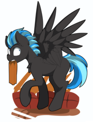 Size: 3336x4376 | Tagged: safe, artist:beardie, oc, oc only, oc:nimbus, pegasus, pony, behaving like a bird, caught, male, mouth hold, nesting, simple background, solo, stallion, transparent background