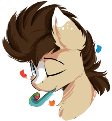 Size: 2716x2952 | Tagged: safe, artist:beardie, oc, oc only, oc:skittle, pony, birthday, cute, high res, party horn