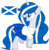 Size: 1640x1688 | Tagged: safe, artist:cosmicwitchadopts, oc, oc only, oc:balmoral, pony, unicorn, clothes, female, kilt, mare, nation ponies, open mouth, ponified, raised hoof, scotland, scottish, scottish flag, shirt, simple background, solo, sweater, transparent background