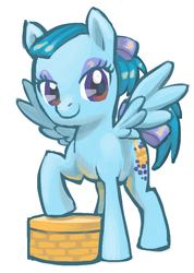 Size: 683x960 | Tagged: safe, artist:needsmoarg4, blueberry baskets, pegasus, pony, g1, g4, basket, female, g1 to g4, generation leap, mare, simple background, solo, white background