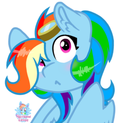 Size: 801x817 | Tagged: safe, artist:rainbow eevee, rainbow dash, pegasus, pony, g4, blushing, cute, dashabetes, ear fluff, female, goggles, looking, simple background, solo, transparent background