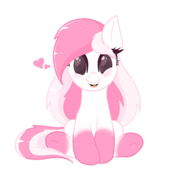 Size: 3000x3000 | Tagged: safe, artist:gracedea, oc, oc only, oc:pinksapphire, earth pony, pony, blushing, coat markings, female, freckles, heart, high res, looking at you, mare, open mouth, simple background, sitting, smiling, socks (coat markings), solo, transparent background, underhoof