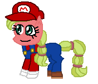Size: 201x173 | Tagged: safe, artist:drypony198, cap, clothes, cowboys and equestrians, crossover, gloves, hat, mad (tv series), mad magazine, maplejack, mario, mario's hat, shoes, super mario bros.