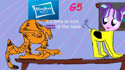 Size: 1280x719 | Tagged: safe, starlight glimmer, pony, g4, 1000 hours in ms paint, drama, g5 drama, garfield, garfielf, glimmy, hasbro, intelligent discussion in the coments, lucifer hasbro, male, meme