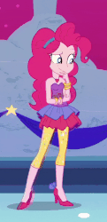 Size: 472x976 | Tagged: safe, screencap, pinkie pie, equestria girls, g4, my little pony equestria girls: better together, twilight under the stars, animated, bare shoulders, clothes, cropped, cute, diapinkes, female, gif, headband, high heels, leggings, shoes, skirt, sleeveless, strapless