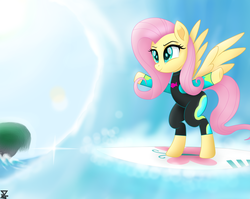 Size: 6900x5500 | Tagged: safe, artist:theretroart88, fluttershy, pegasus, pony, equestria girls, equestria girls specials, g4, my little pony equestria girls: better together, my little pony equestria girls: forgotten friendship, my little pony: the movie, beach, bipedal, clothes, equestria girls outfit, equestria girls ponified, female, fluttershy's wetsuit, hooves up, human pony fluttershy, movie accurate, ocean, ponified, solo, sun, surfboard, surfing, swimsuit, tree, water, wetsuit, wings