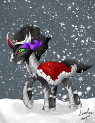 Size: 2550x3300 | Tagged: safe, artist:londynlittleartist, king sombra, pony, g4, high res, male, snow, snowfall, solo