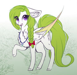 Size: 1024x999 | Tagged: safe, artist:php146, oc, oc only, oc:finley, pegasus, pony, chest fluff, eye clipping through hair, female, floppy ears, mare, raised hoof, solo, two toned wings