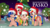 Size: 5255x2956 | Tagged: safe, artist:jhayarr23, oc, oc:luz, oc:minda, oc:pearl shine, oc:vi, pony, bipedal, christmas, christmas tree, female, filipino, filly, flute, foal, guitar, hat, holiday, mare, musical instrument, present, santa hat, tagalog, tambourine, tree