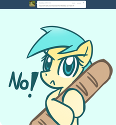 Size: 1280x1380 | Tagged: safe, artist:datahmedz, sunshower raindrops, pony, raindropsanswers, g4, ask, bread, female, food, solo, that pony sure does love bread, tumblr