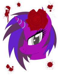 Size: 1100x1375 | Tagged: safe, artist:linedraweer, oc, oc only, oc:eclipse, pony, blind, blood, commission, floral head wreath, flower, flower in hair, headcanon, solo, vector, wreath